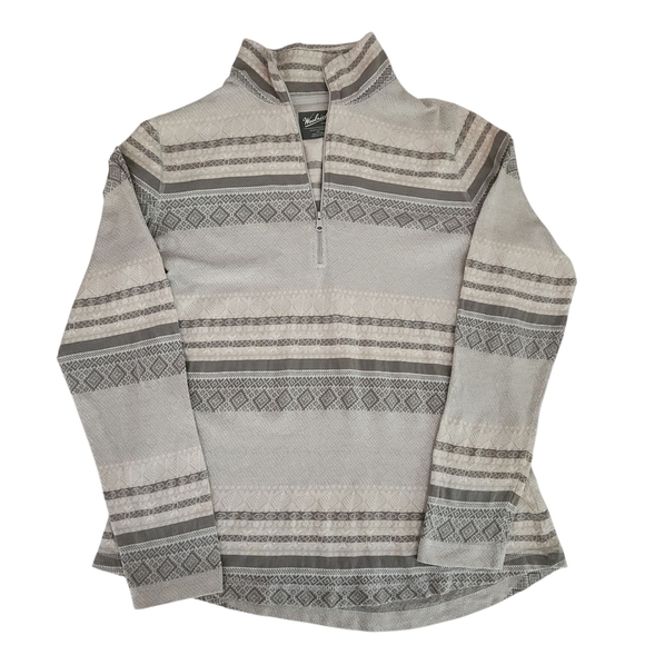 WOOLRICH Beige Cotton Quarter-Zip Pullover Large - Picture 1 of 10